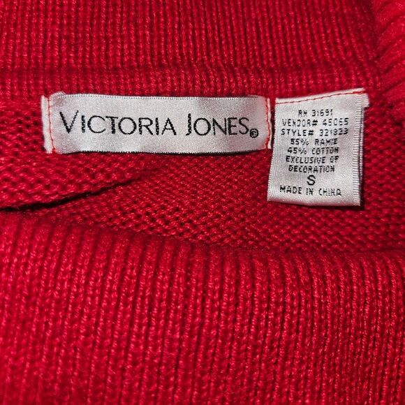 Vintage Victoria Jones Red Embellished Christmas Tree Sweater Size S - Picture 6 of 6
